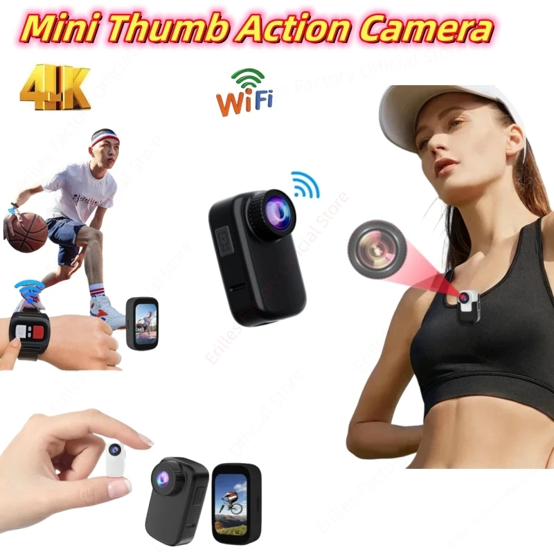 Mini WIFI Action Camera 4K HD Portable Back Clip Anti-shake Thumb Pocket Cam Video Body Video Recorder Sports Camcorders Magnet