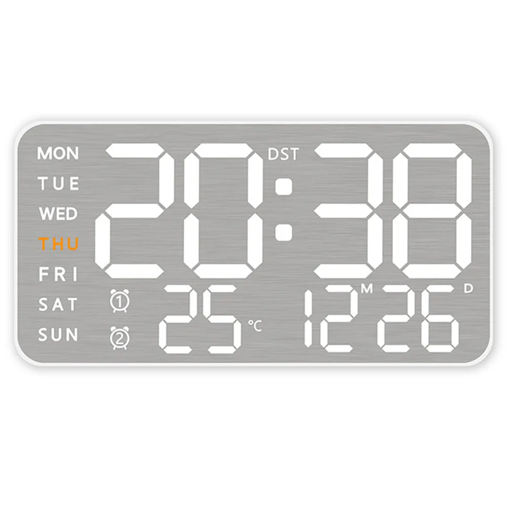 11*21.5cm Full Display Clock 12 24 Hour Format Automatic Light Sensor Lightweight Construction Metal Brushed Finish For Office