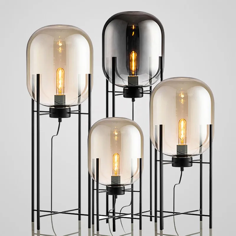 Nordic postmodern creative living room bedroom study bedside floor lamp household desk lamp hotel vertical glass lamp