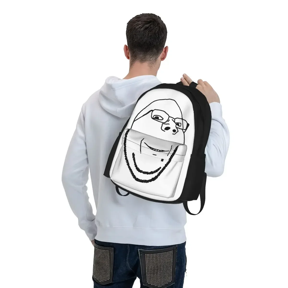 Smiling Wholesome Wojak Soyjak Backpacks Bookbag Students School Bags Cartoon Kids Rucksack Travel Rucksack Shoulder Bag