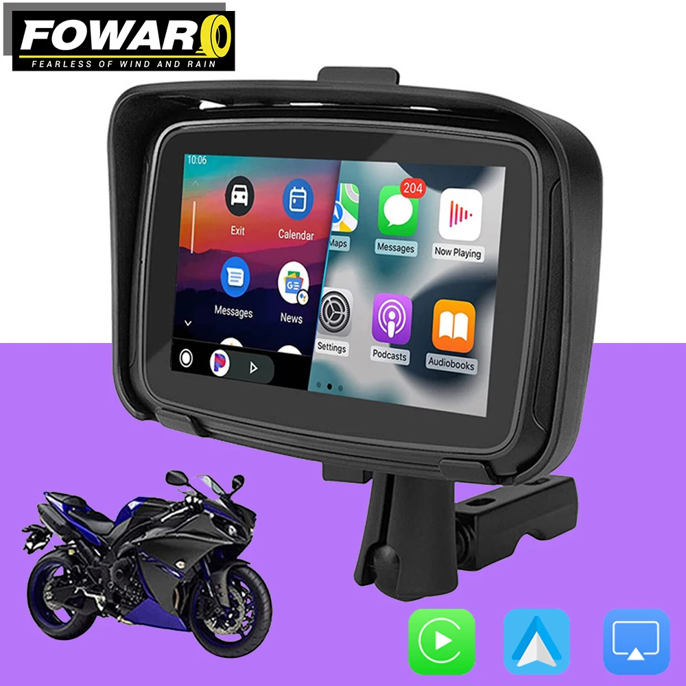 

Portable GPS Navigation Motocross Waterproof Car Play Display Motorbiker New Wireless Android Auto IPX7 GPS 5 Inch Screen