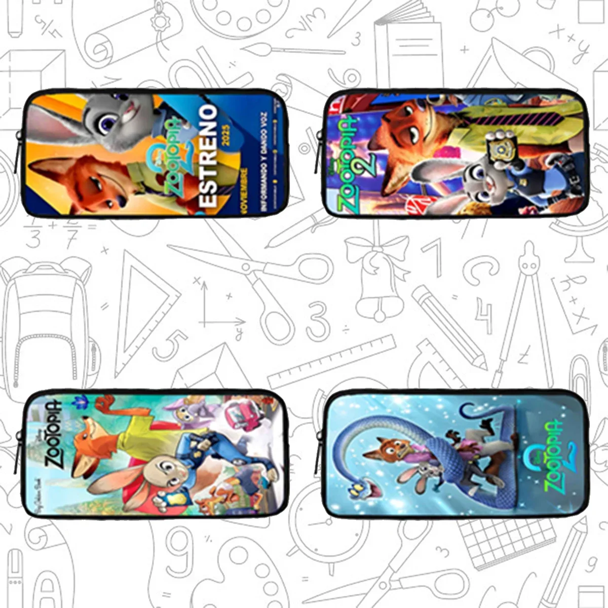 

Школьные пеналы Disneyi для детей, детские школьные пеналы с рисунком Zootopia2 для мальчиков и девочек, большой и простой пенал для детей