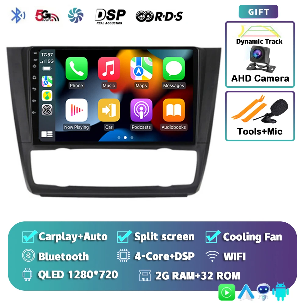 Android 16 For BMW 1-Series E88 E82 E81 E87 2004 - 2011 2K QLED Android Car Radio Multimedia Video Player GPS stereo CarPlay 4G