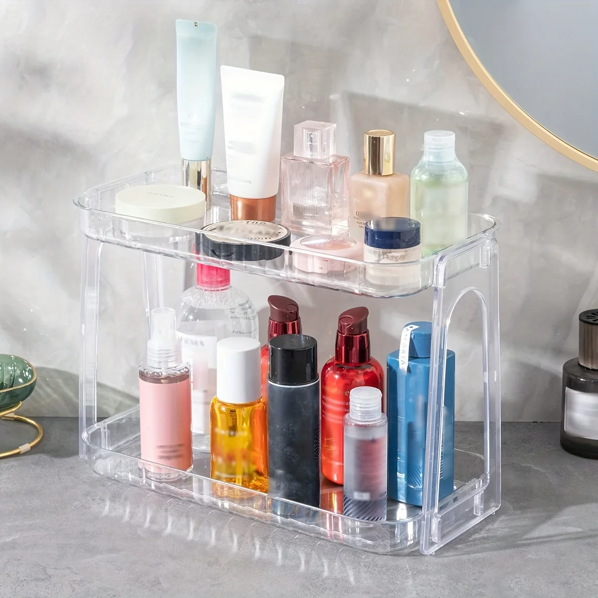 1 Stück vielseitiger Kosmetik-Organizer – transparente, mehrschichtige Aufbewahrung für Make-up und Hautpflege, perfekt für Badezimmer und Schlafzimmer