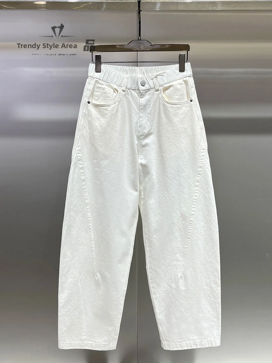 

Washed White Vintage Men's Jeans Loose Straight Leg Casual Wide Leg Pants Versatile Comfortable Cotton Polyester Spring Summer