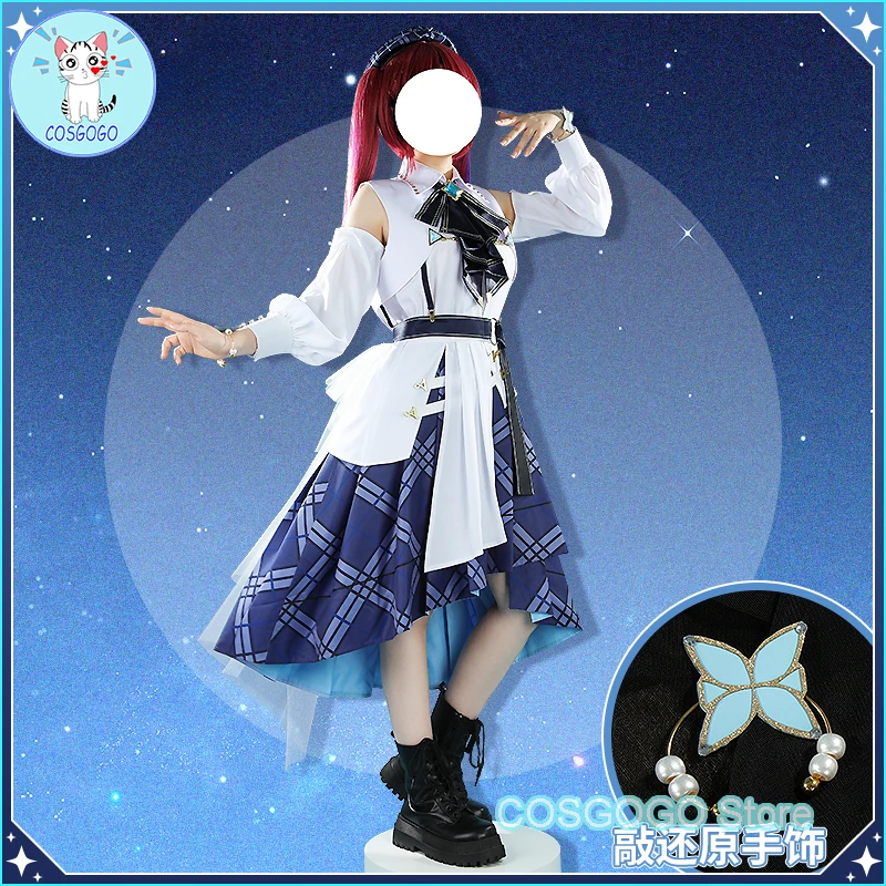 [Customized] Vtuber Hololive Blue Journey All Members Houshou Marine Hakui Shiranui Dress Cosplay Costume Halloween Party Outfit