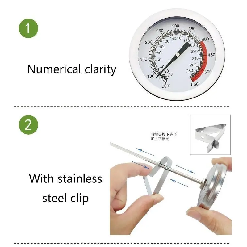 652F Mechanical Thermometer Read Long Stem Deep Fry Thermometer for BBQ