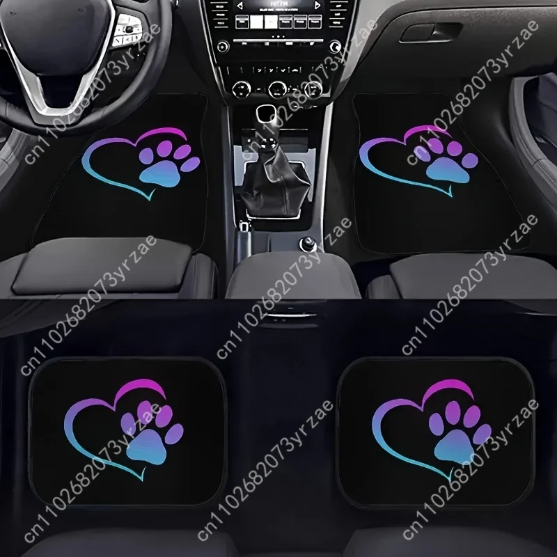 

Heart Dog Claw 4pcs Universal Car Floor Mats All-Season Fashionable Auto Interio Absorbent Non-Slip Washable Car Floor Mats