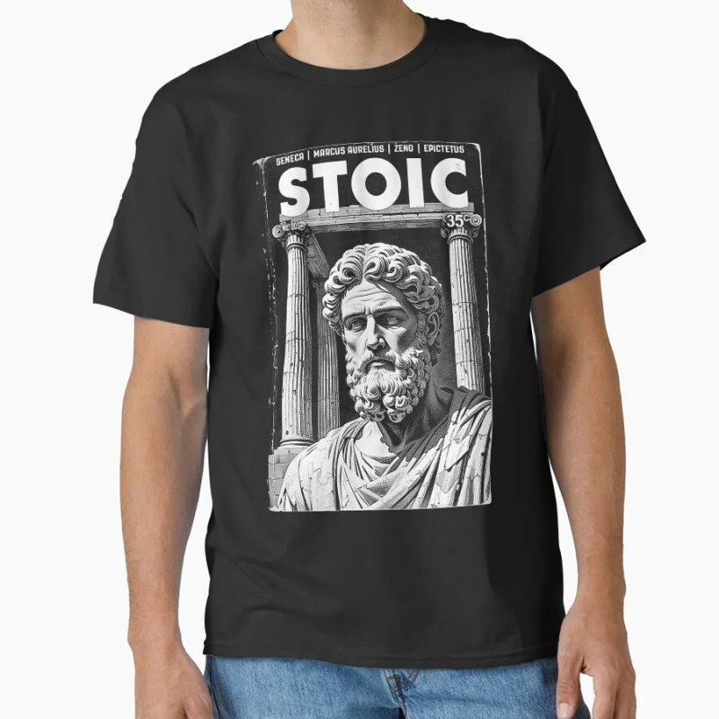 

Stoic Philosophy Vintage Book Cover Stoicism Philosopher Funny Stoic team Greek gift T shirt large size Adult Tops