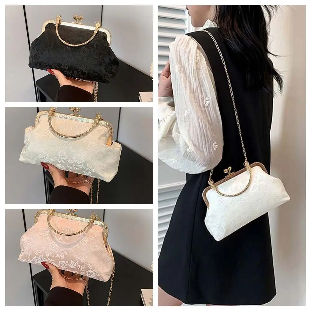 

Застежка-рамка с вышивкой в китайском стиле, сумка-кошелек, роскошная сумка-ракушка Hanfu, большая вместительная нейлоновая сумка с цепочкой и принтом на плечо