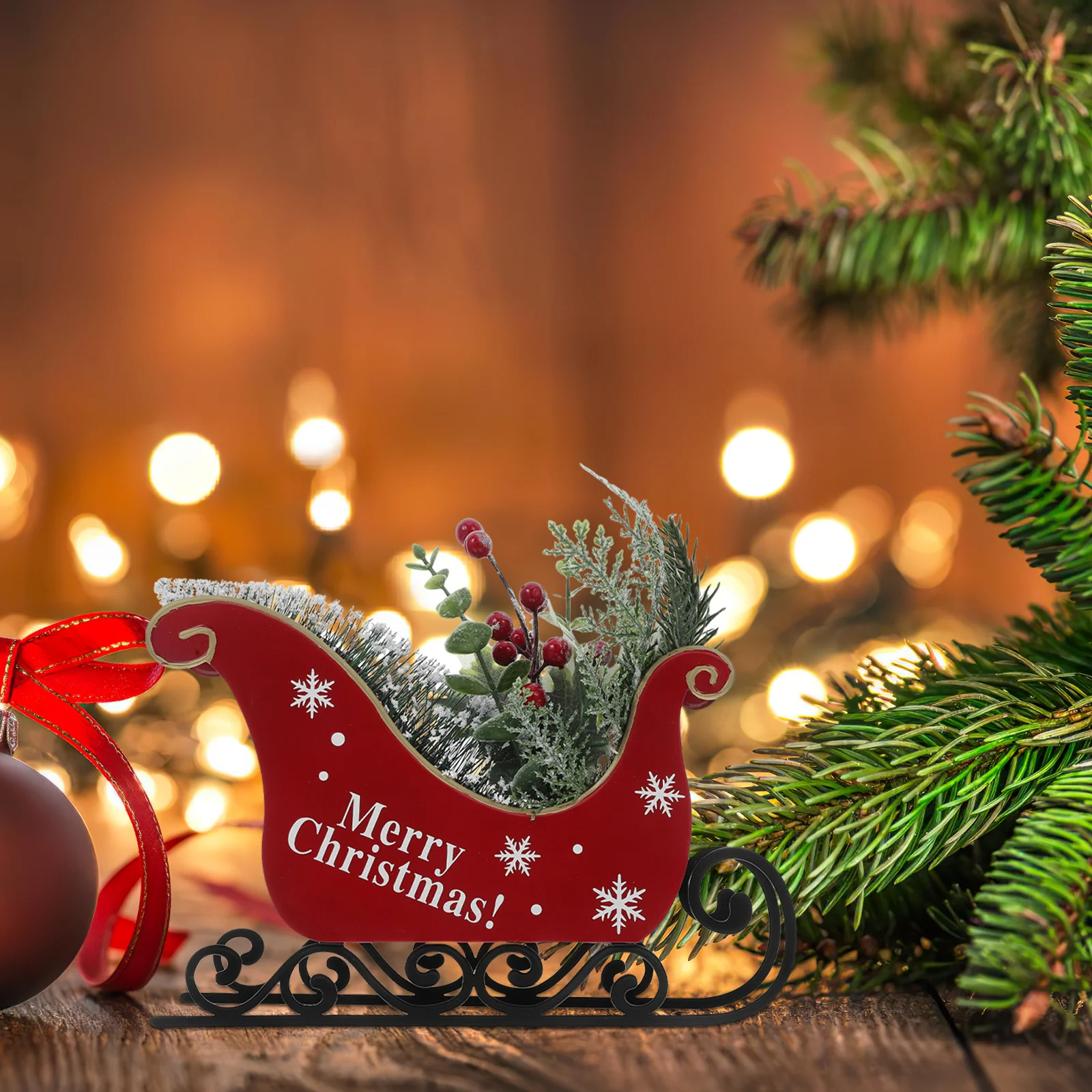 

Iron Christmas Sleigh Simulation Plant Xmas Table Desktop Ornament Holiday Decoration Xmas Party Crafts Christmas Ornaments