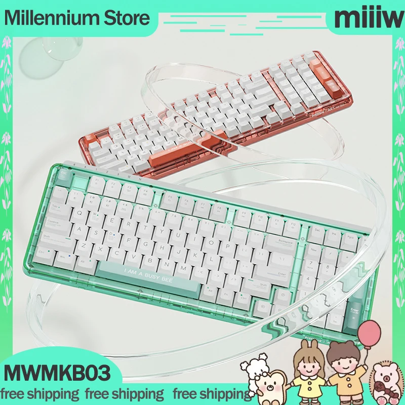 

MIIIWM WMKB03 Mechanical Keyboard 3 Mode 2.4G Bluetooth Wireless Keyboard RGB Hot Swap 80Key Gaming Esports Transparent Keyboard