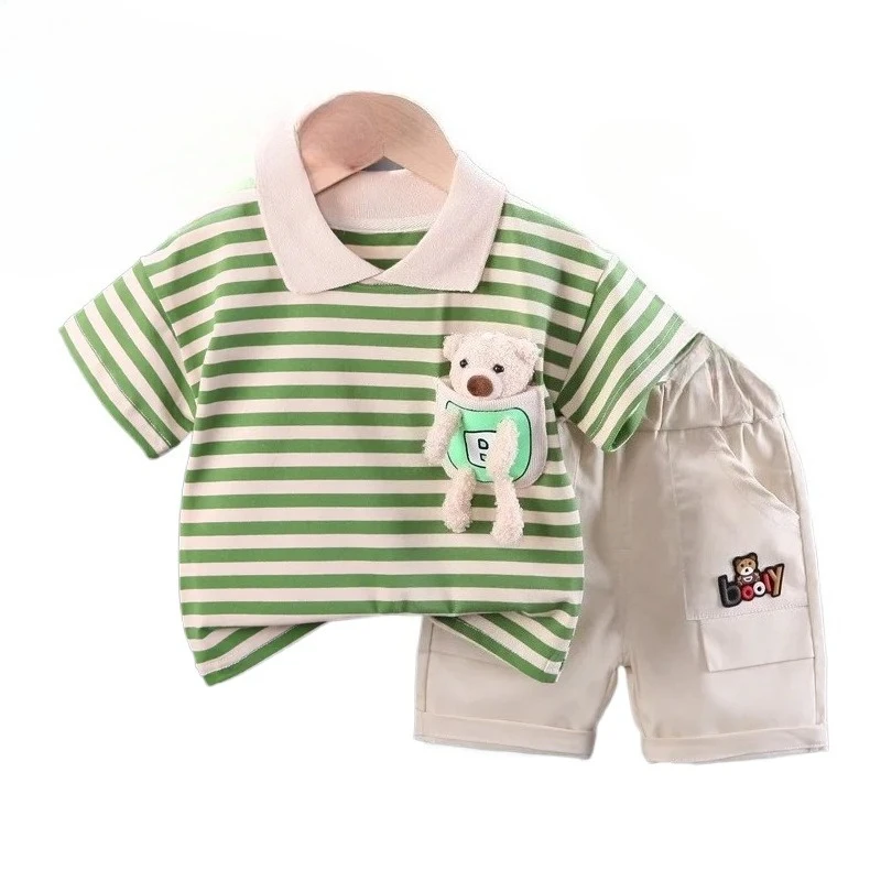 

New Summer Baby Clothes Suit Children Boys Fashion Striped T-Shirt Shorts 2Pcs/Set Toddler Casual Sports Costume Kids Tracksuits