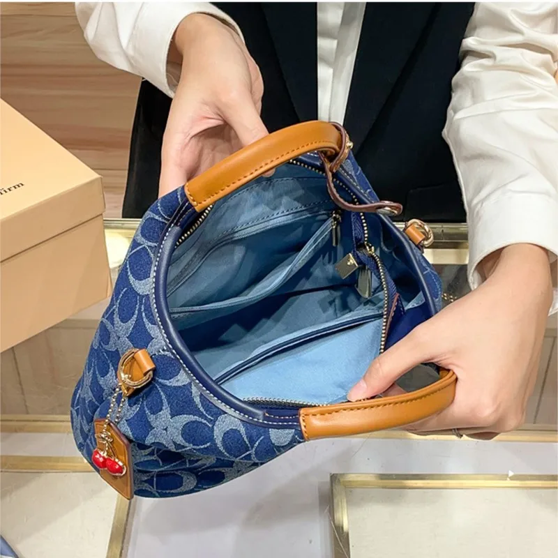 حقيبة يد للسيدات، حقيبة قماش من قماش الدنيم الفاخر الخفيف، حقيبة دلو عصرية جديدة للتنقل لعام 2025، كروس بكتف واحد راقي