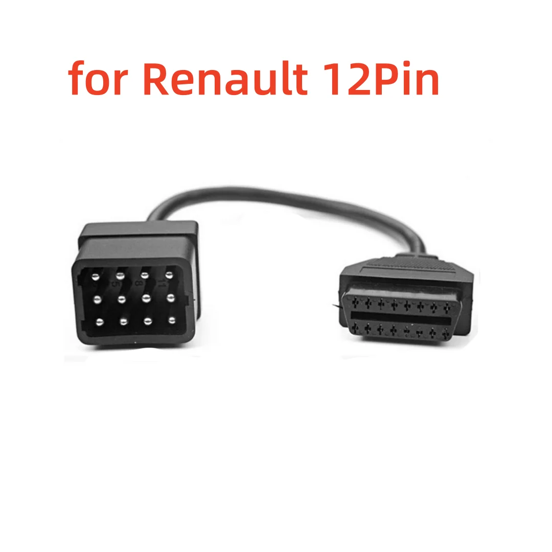 For Renault 12 pin Cable OBD OBD2 Connector Adapter Truck Diagnostic Cable Extension Cable 16pin for Renault 12pin