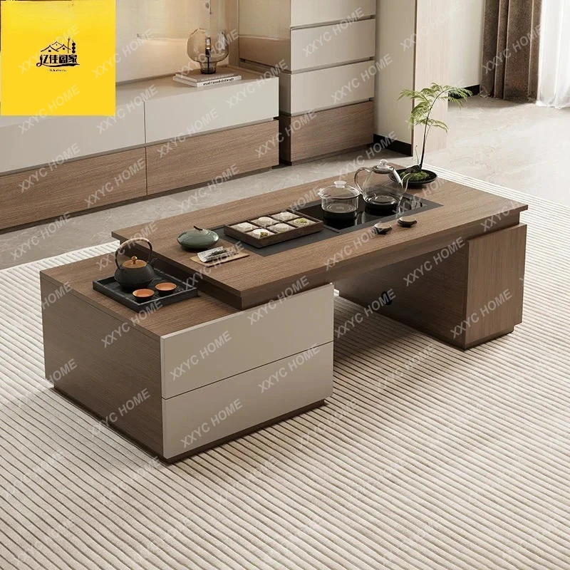 AA Medieval style solid wood coffee table kettle integrated embedded living room household tea table