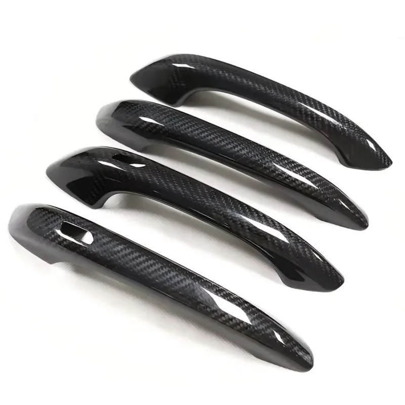 Carbon Fiber Door Handle Cover Exterior Stick on Trim 4 Pcs With Without Keyless Entry Sensor for Macan 2014-2024