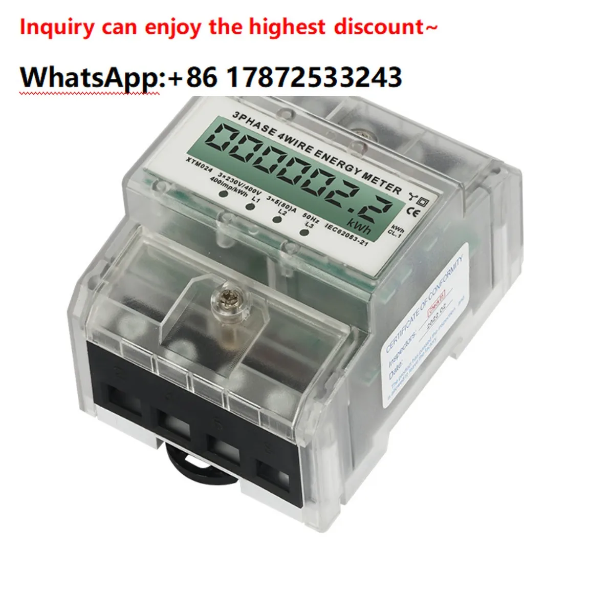 English neutral three-phase four wire rail electronic meter, high-precision household rail energy meter