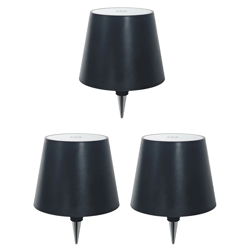 THIVN-3X LED Bottle Light Touch Wireless Table Lamp 3 Colors Bottle Lamp For Indoor/Outdoor Restaurants And Bars Black