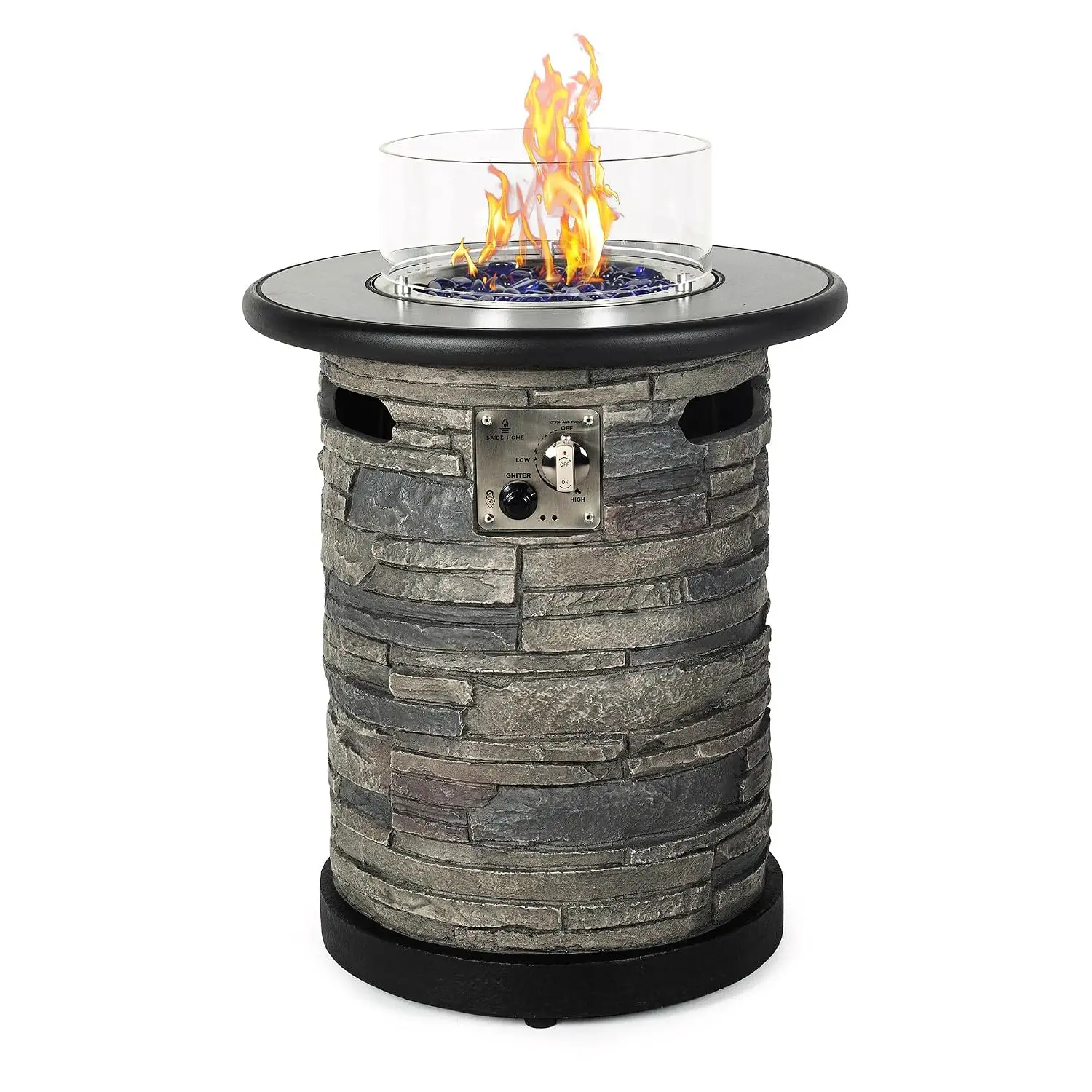 Outdoor Propane Fire Pit Table, Round Porcelain Tile Top 22