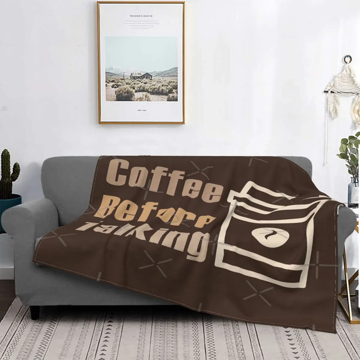 Coffee Before Talking-Manta de café, a cuadros colcha para cama, sofá, Sudadera con capucha de muselina a cuadros, colchas para