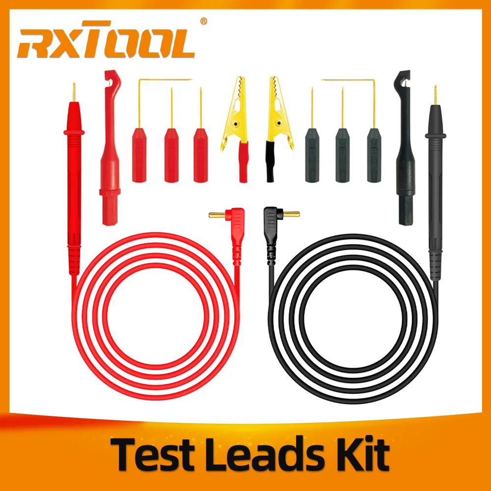 RXTOOL RX100 12 in1 Multi-Functional Multimeter Gold Plate Test Probes for Car, AC/DC Universal Test Leads Kit Detachable Lines