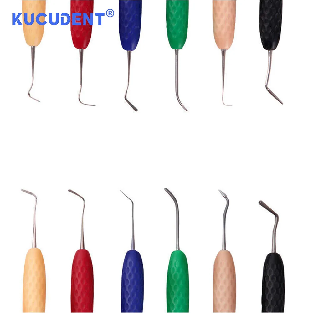 KUCUDENT 7 Pcs/Kit Dental Composite Resin Filling Spatula Aesthetic Restoration Kit Silicone Handle Dentist Filling Repair Tool