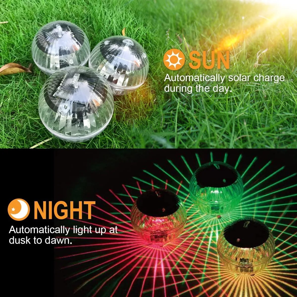 Led Solar Floating Lamp Swimming Pool Ball Solar Panel Powered Pond Drift Waterproof Glow Show Disco Color Changing light