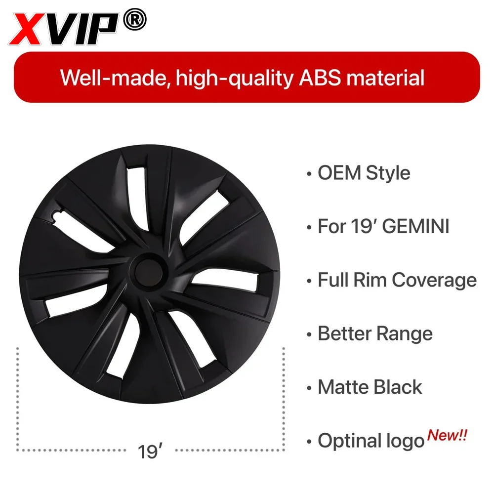 XVIP 19 pollici Gemini OEM Style HubCaps nero opaco protezione della copertura della ruota di ricambio per prestazioni originali per Tesla Model Y