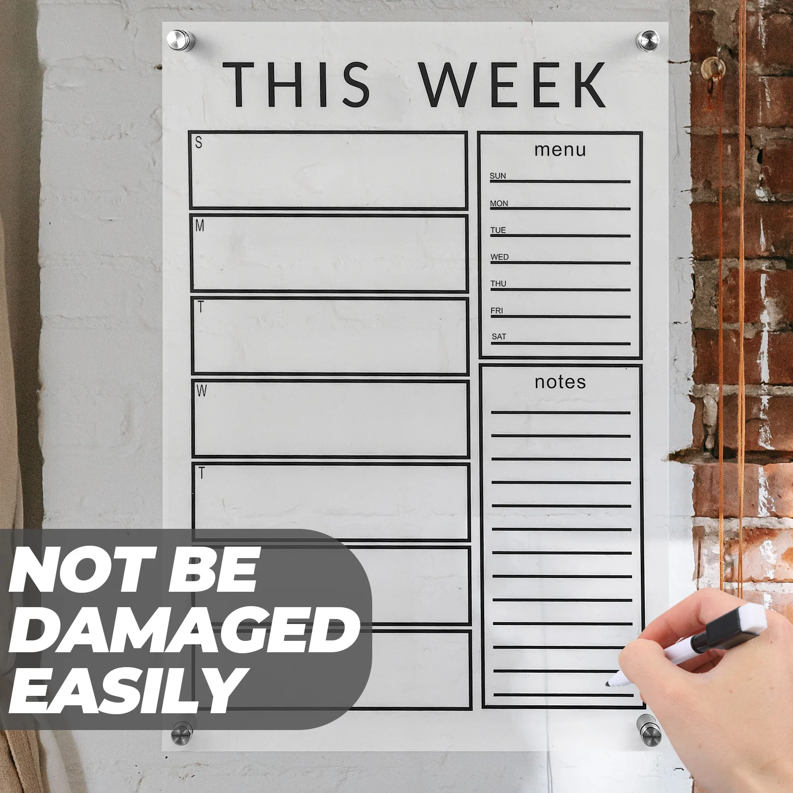 مجموعة واحدة من لوحة مذكرة التخطيط الأسبوعي القابلة للمسح، لوحة رسائل شفافة من الأكريليك البسيط لعرض التذكير الأسبوعي للمكتب والمدرسة