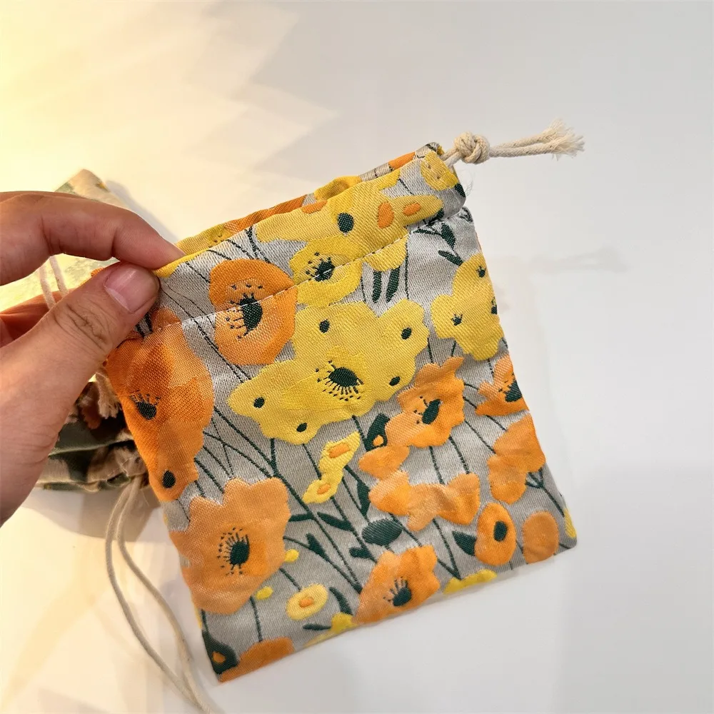 Schattige Bloem Kleine Portemonnee Sleutel Oortelefoon Trekkoord Opbergtas Vrouwen Meisje Sieraden Lippenstift Cosmetische Tote Touw Zakje String Tas