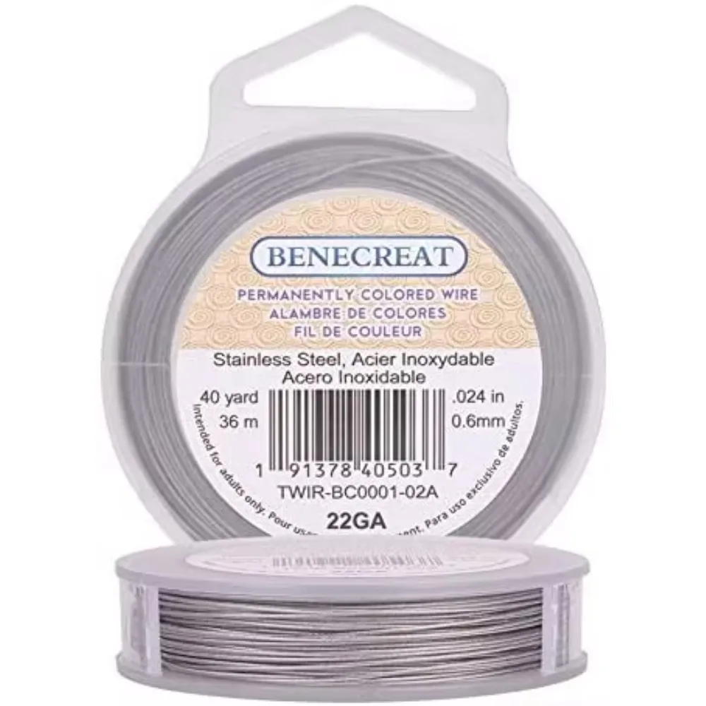 1 Roll 0.38/0.5/0.6 mm 7-Strand Nylon Coated Craft Jewelry Beading Wire Tiger Tail Beading Wire for Necklaces Ring, LightGrey