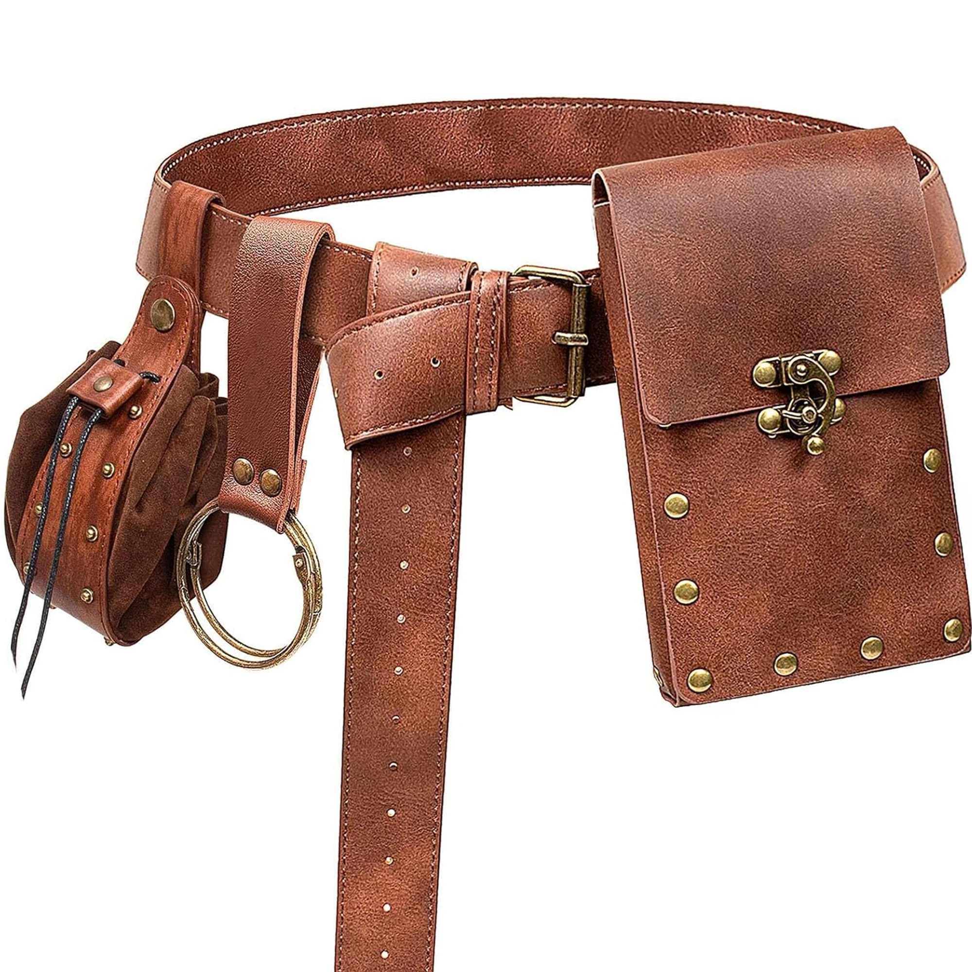 Ceinture de jeu rétro médiéval, pièce de monnaie en cuivre de la Renaissance, sac de taille, chevalier viking, clip de jupe, porte-clés, accessoire de jeu d'Halloween