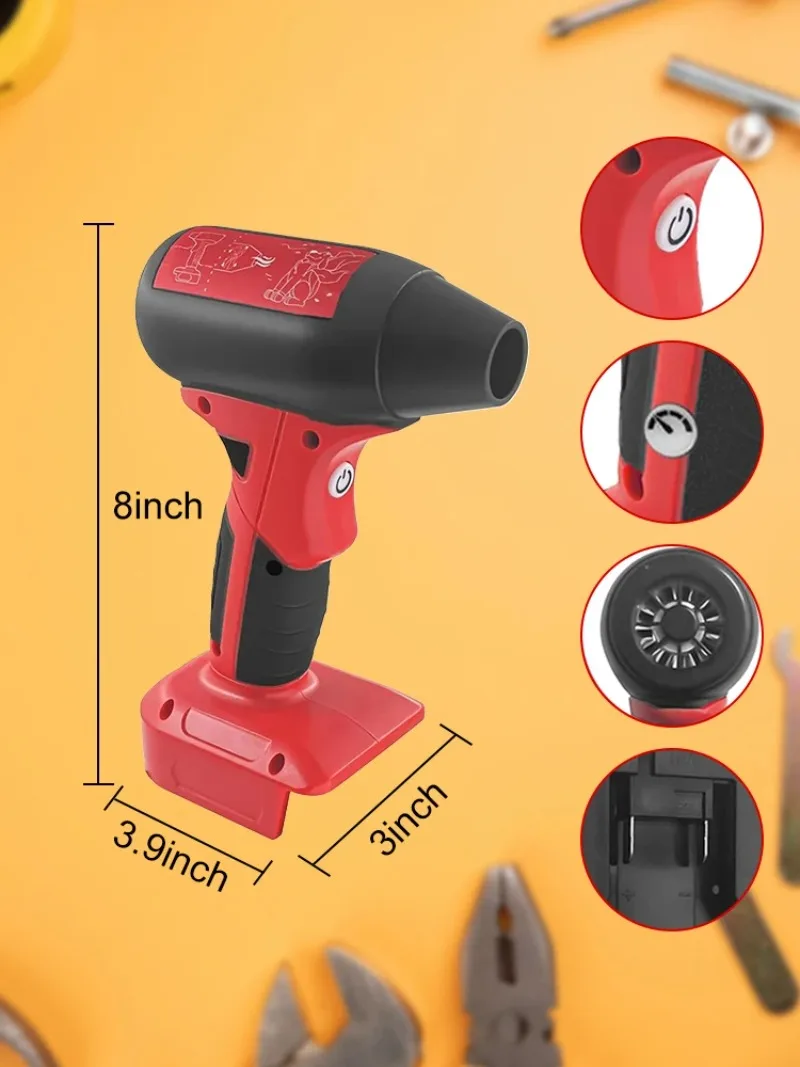 

Мини-струйный вентилятор, портативный Violent Turbo Fan, 130000 об/мин, 4-скоростной беспроводной высокоскоростной ручной вентилятор для Makita/Milwaukee/Dewalt