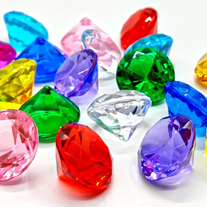 10 Uds. De cristales de diamantes transparentes, gemas acrílicas de 40MM, juguetes del Tesoro pirata, recuerdos de fiesta de cumpleaños para niños,