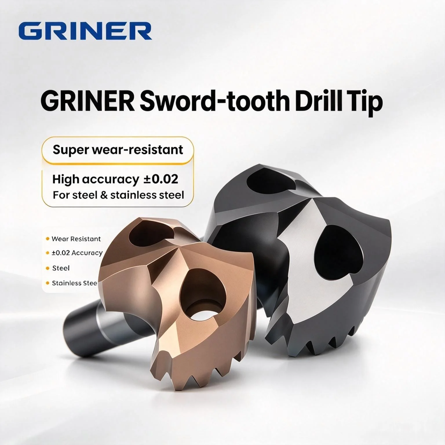 Crown diamond drill bit AAZ/ACB saber-shaped drill blade integral hard alloy deep hole internal cooling drill insert