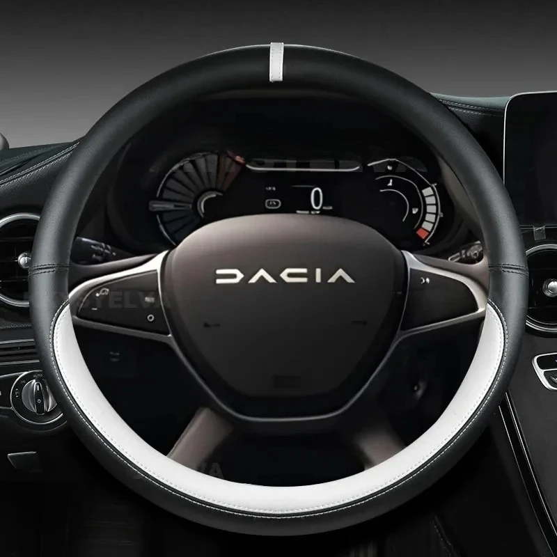Microfiber Leather Car Steering Wheel Cover For Dacia Logan Sandero Duster Lodgy Jogger Dokker Spring 2017-2024 Auto Accessories
