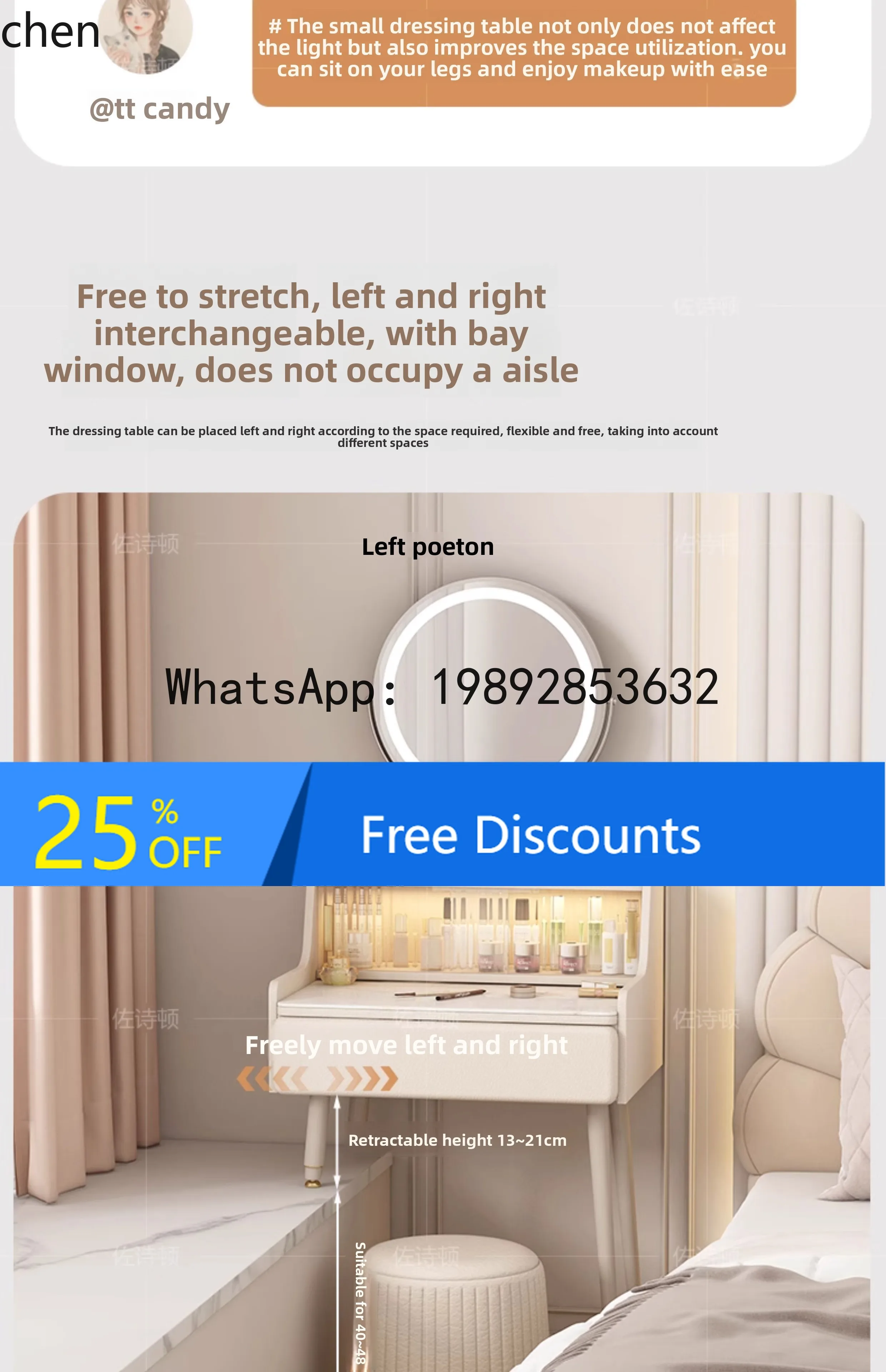 

AA wall-mounted suspended dresser table