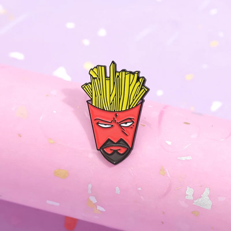 Drink Cup Enamel Pins Custom French Fries Milk Brooches Lapel Badges Funny Movie Cartoon Film Jewelry Accessories