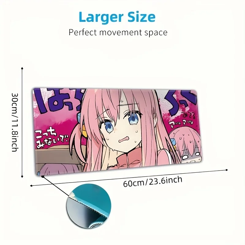 1 unidade – Tapete de jogos de borracha antiderrapante grande estilo anime fofo, tapete de mesa durável com bordas costuradas grossas, ideal para escritório doméstico e G