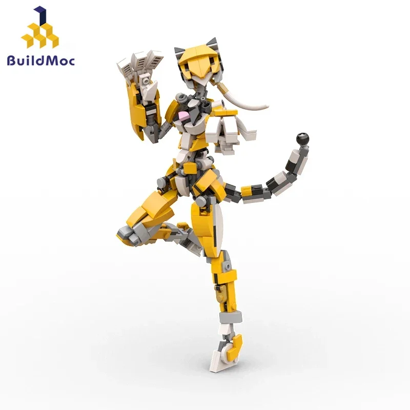 

Tiger Girl Mobile Suit Girl Female Robot Mecha Robot Creative Splicing with Paper Manual Box Building Blocks Set Toy Kids Gift