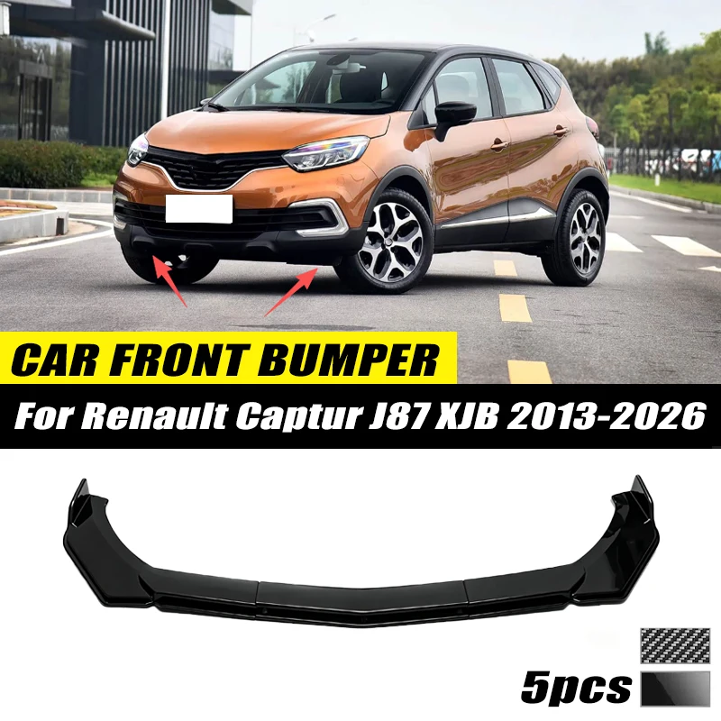 For Renault Captur J87 XJB 2013-2026 Front Bumper Lip Front Guard Spoiler High-quality ABS Material Body Kit Front Lip Accessory
