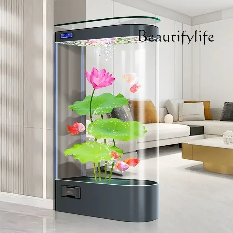 

Qw NEW N Nordic интегрированный стеклянный аквариум для гостиной, дома, небольшой вертикальный настенный аквариум для золотых рыбок