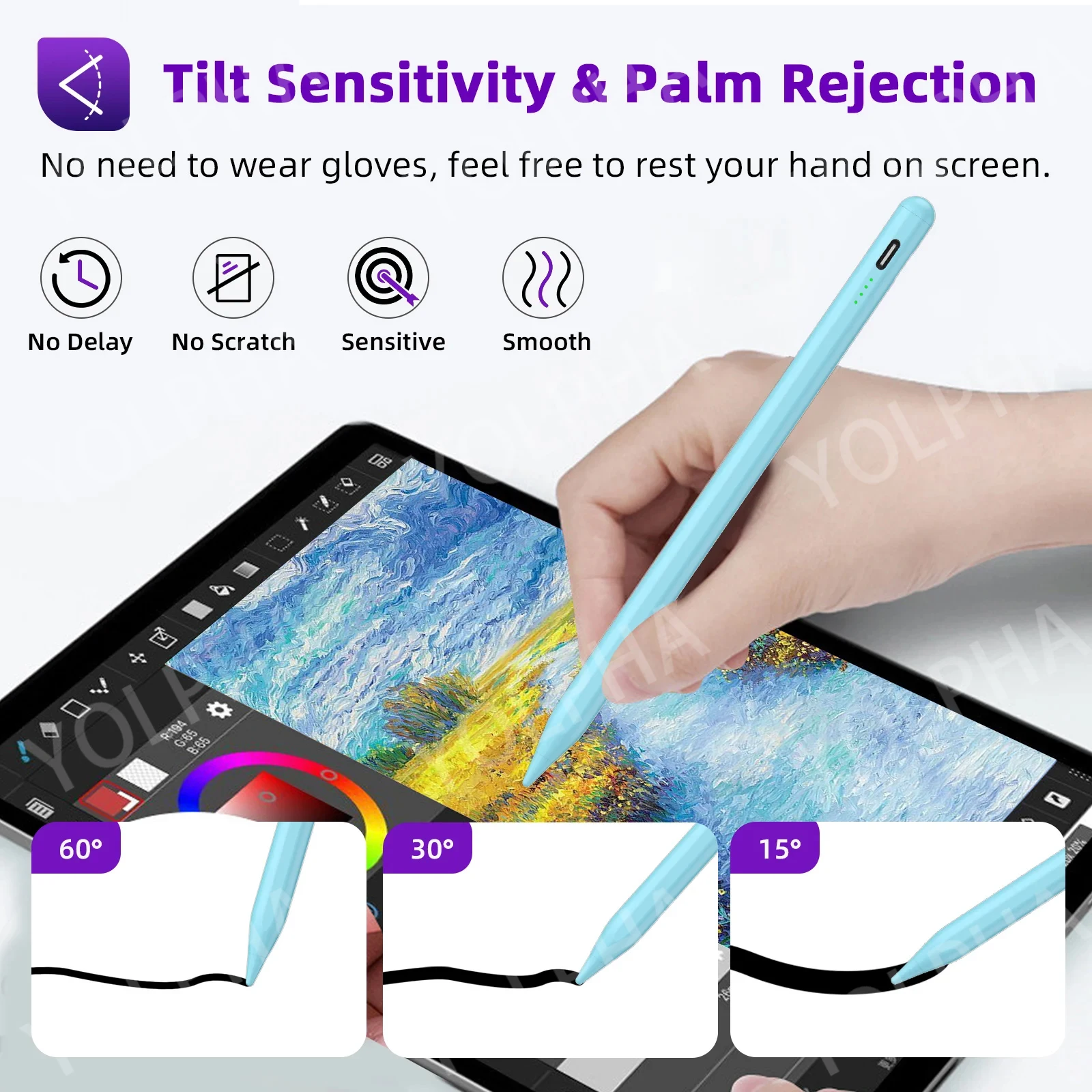 Stylus Pen for iPad with Palm Rejection (2018-2026) Alternative for Apple Pencil Active Touch Screen Pen for iPad Accessories