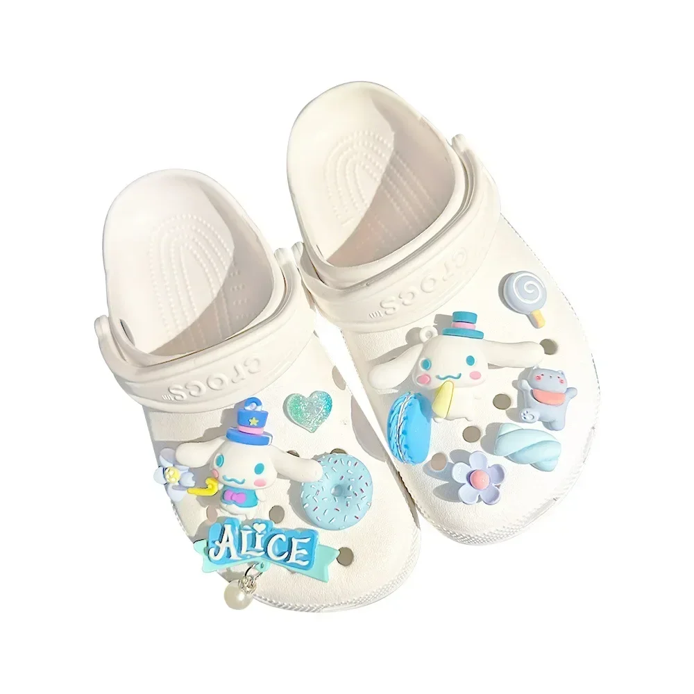 11 pz/1set sanrio 3D Cinnamoroll set di scarpe croc accessori fibbia melodia animali dei cartoni animati decorazione di scarpe Croc Charms regali