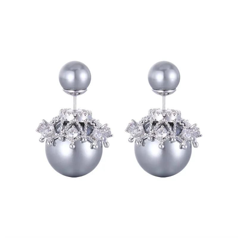 

Two pearl stud earrings, high-end sterling silver earrings, new popular high-end temperament earrings.