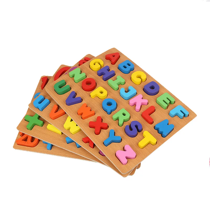 

3D Alphabet Building Blocks Hand Tray Puzzle Toy Wooden Children's Educational Toy