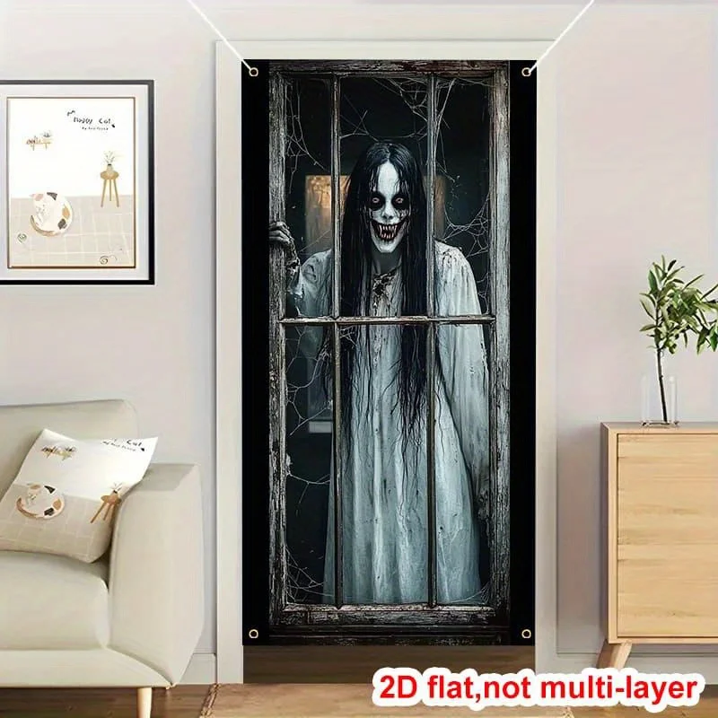 2D-Türbanner, Halloween – Langlebiges Polyestermaterial für Innen- und Außendekoration, geeignet für Spukhäuser. – Detail 1