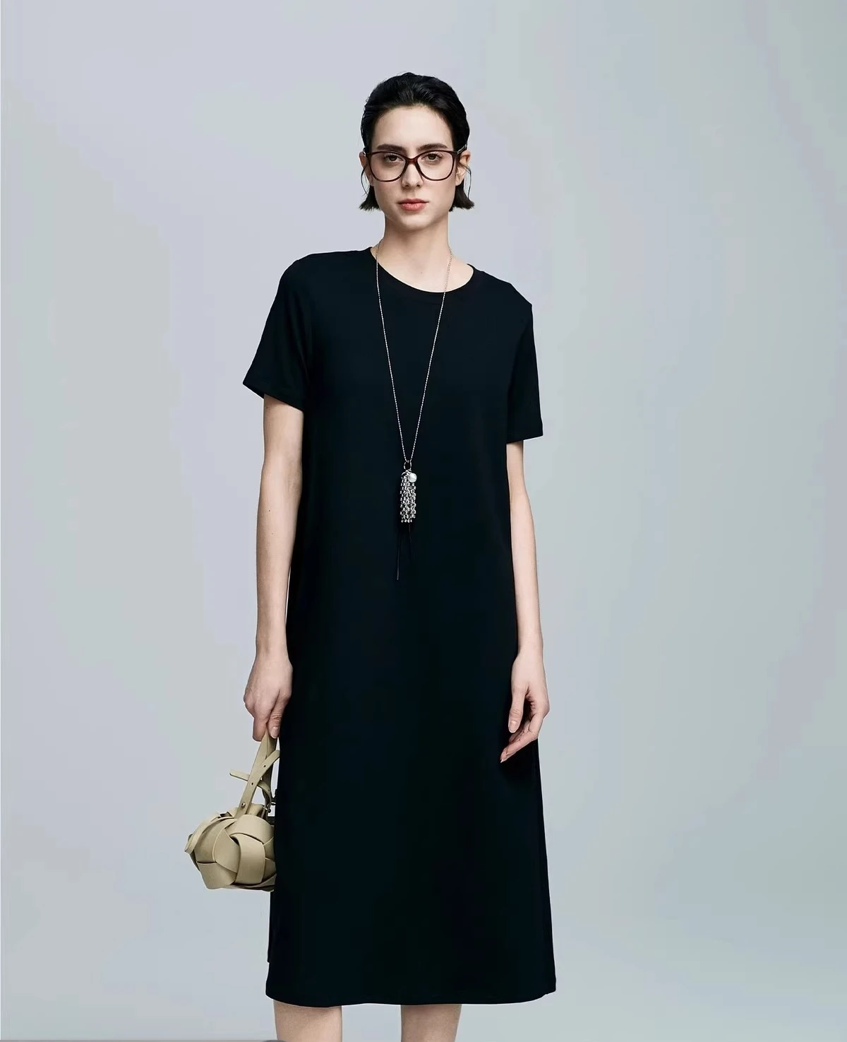 Luchtgevoel luie jurk met korte mouwen Lente/Zomer 2025, halflange T-shirtjurk dames Huidvriendelijk en ademend