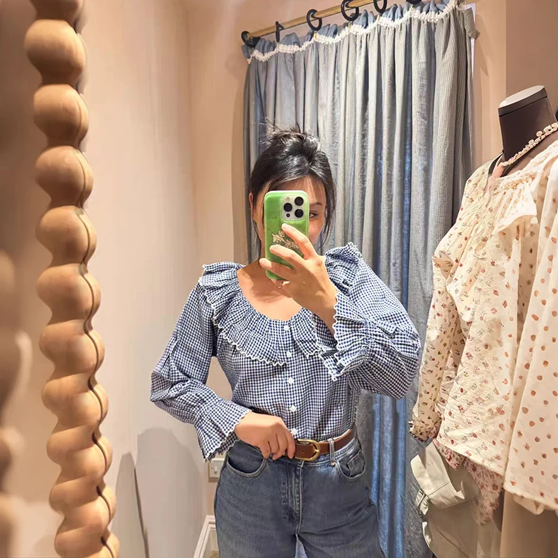 

Женский гладкий цвет в стиле ретро, весна 2026, ранняя весна, колокольчик на одной пуговице, большой круглый хлопок в горошек, свободный крой